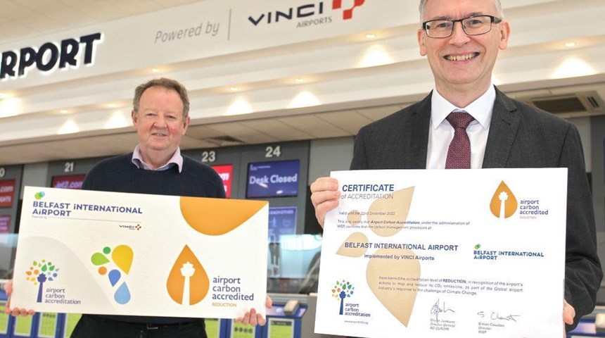 Belfast International Airport obtains International Airport Carbon Accreditation level 2