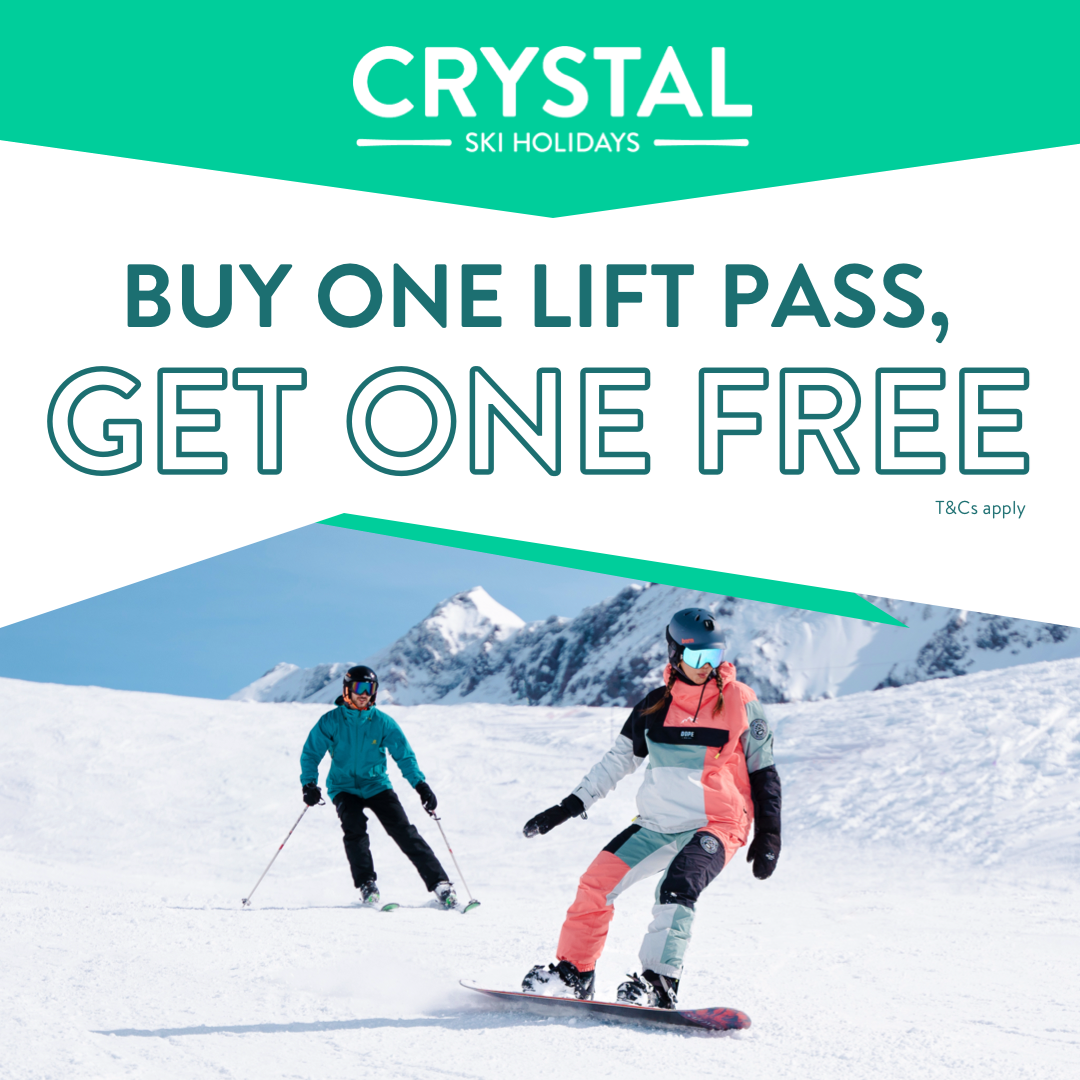LIFT OFF WITH CRYSTAL SKI HOLIDAYS WITH BUY ONE LIFT PASS, GET ONE FREE LIMITED TIME OFFER*  
