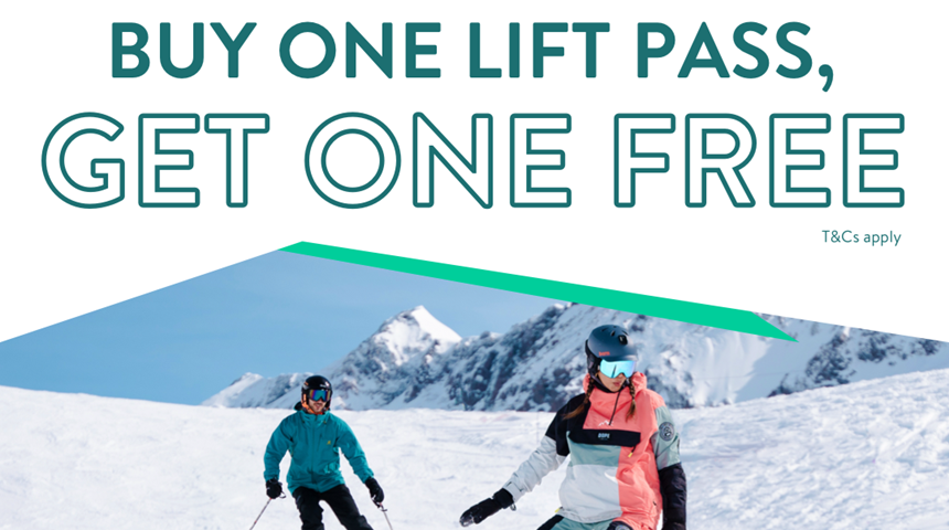 LIFT OFF WITH CRYSTAL SKI HOLIDAYS WITH BUY ONE LIFT PASS, GET ONE FREE LIMITED TIME OFFER*  